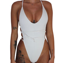Load image into Gallery viewer, RIBBED WHITE MALDIVES SWIMSUIT
